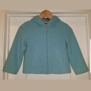 Young Versace Wool Coat Blue Hooded Elegant